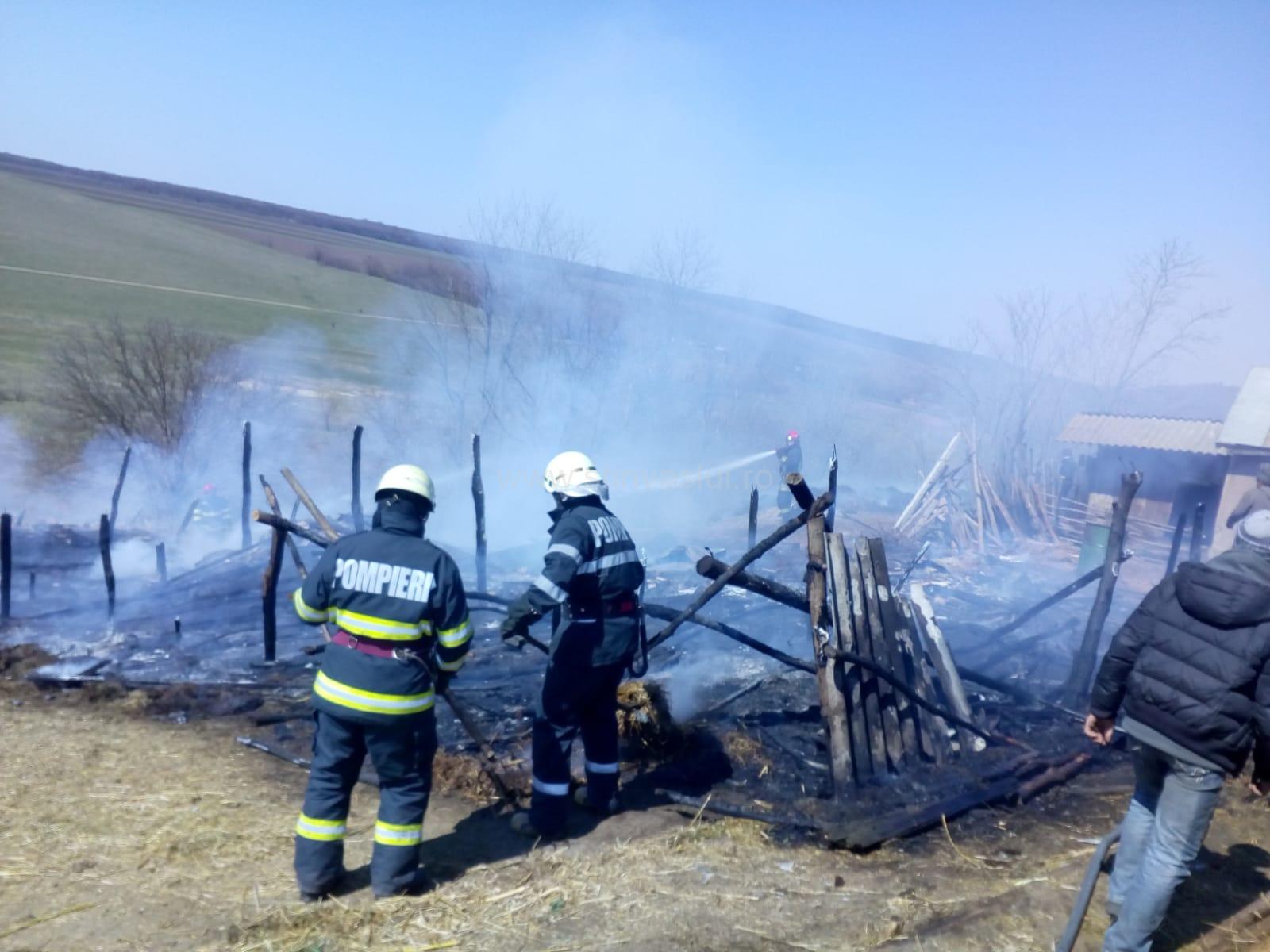 Incendiu la Roșiești/Animale moarte și tone de furaje arse